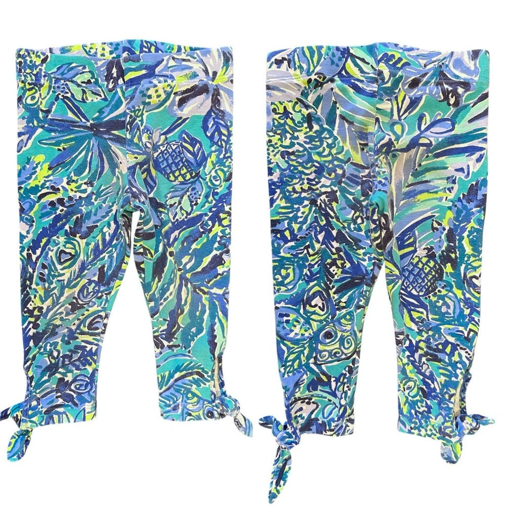 Lilly Pulitzer Maia Tie Ankle Leggings Bennett Blue Sneak a Beek Girls XS 2-3